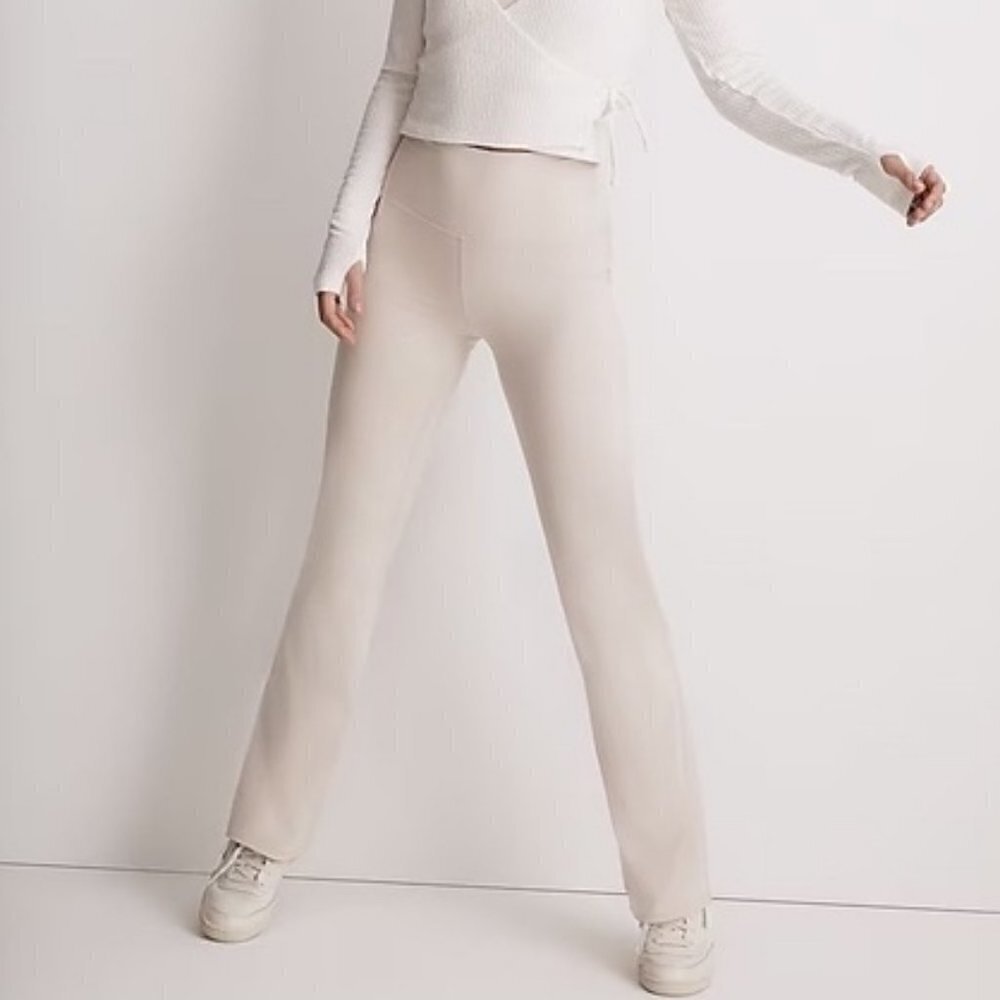 Madewell MWL Flex Flare Leg Super Soft Fitted Leggings Cream Size S
